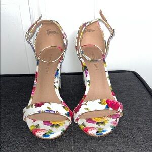 Madden Girl White Floral Ankle-Strap Heels